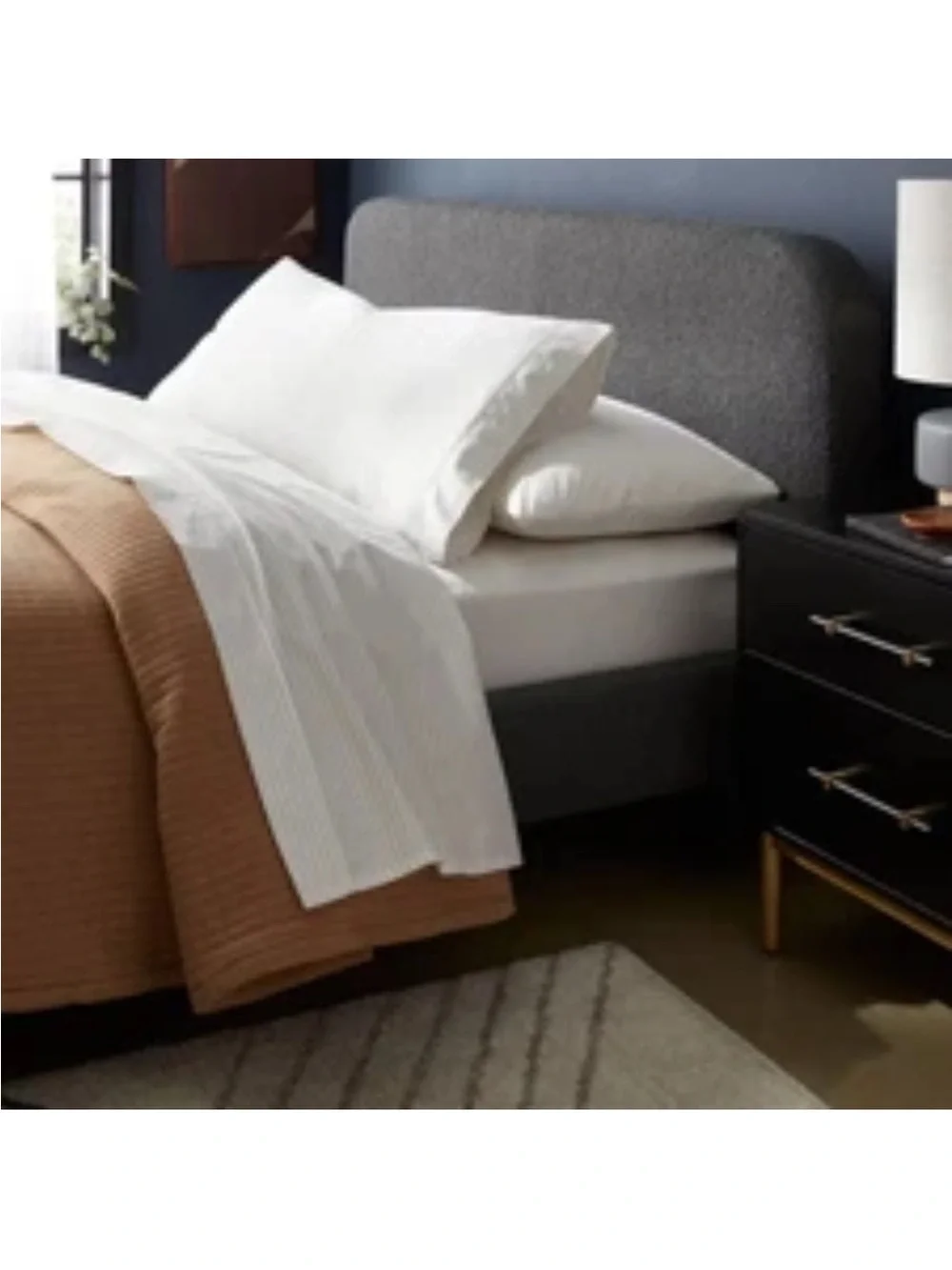 NWT King Organic Percale Sheet Set Khaki/White Stripe - Threshold